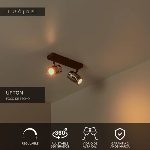 Lucide UPTON - Foco de techo - 2xGU10 - Ahumado - USP